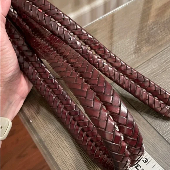 Coach Men’s Brown Braided Leather Belt Gold Brass Buckle 5922 Size 36” - Picture 11 of 16